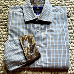 Christian Aujard Paris glen plaid shirt with contrasting cuffs
